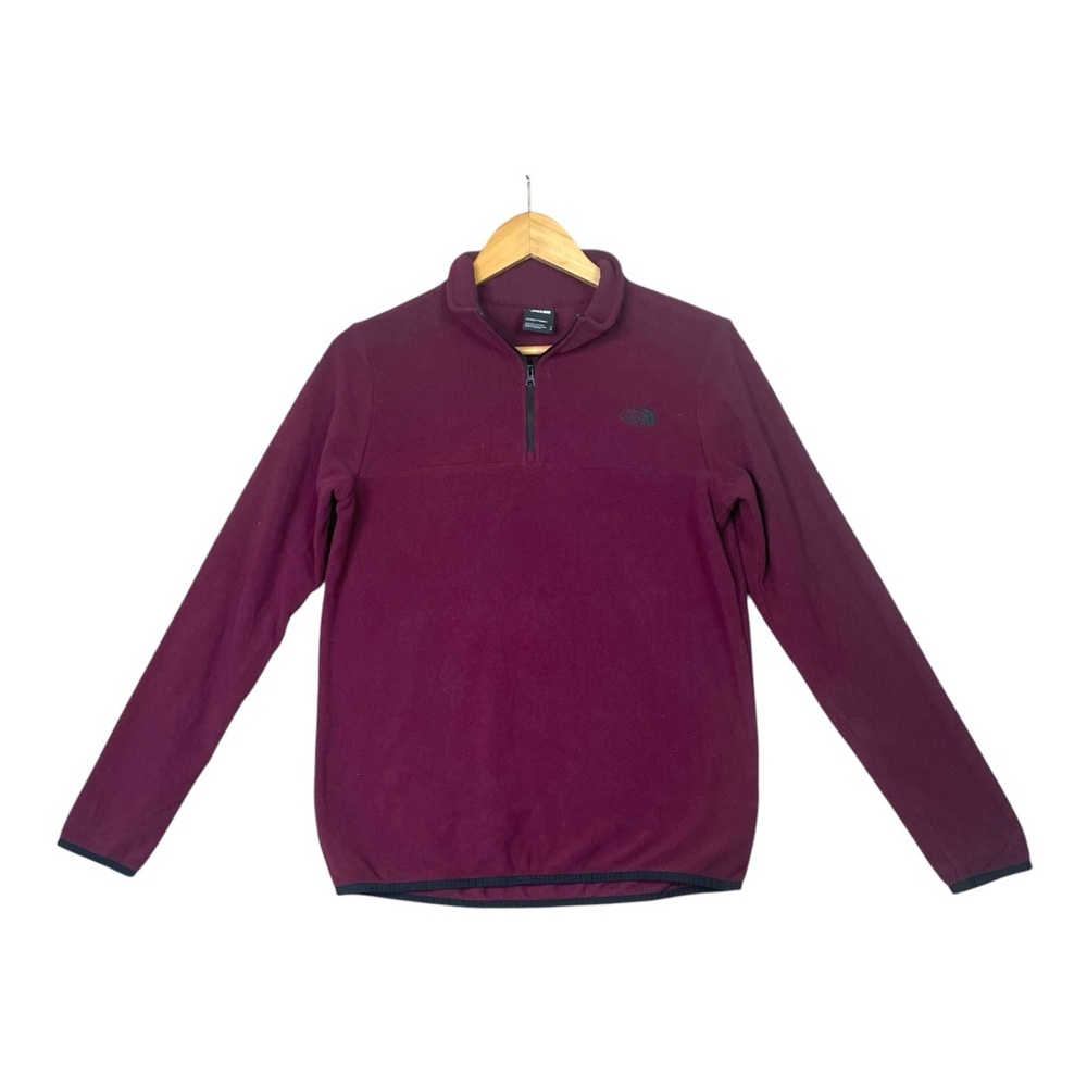 The North Face women Fleece Sweatshirt 1/4 Zip burgundy Polartec Pullover Size M